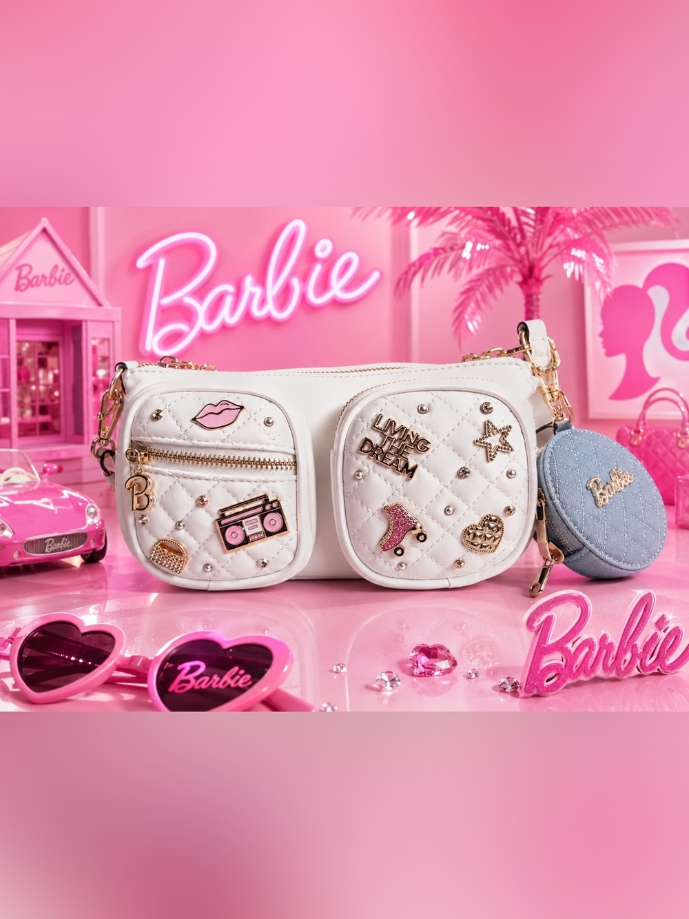 Barbie x ALDO Quilted Denim Coin Pouch Charm – Blue